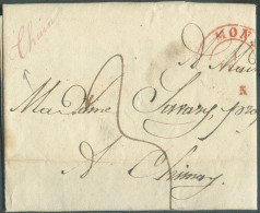 LAC De Thuin (distribution Manuscrite à L'encre Rouge (R)) Via (càd) MONS 1 FEVR. 1835 Vers Chimay. Port '3' Décimes. Be - Proeven & Herdruk