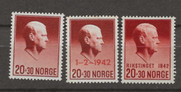 1942 MNH Norway Mi 265-66, 271 Postfris** - Neufs