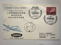 1957 Première Liaison Aérienne Luxembourg Munich Salzbourg - Covers & Documents