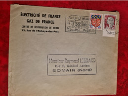 LETTRE 1965 FLAMME ROUBAIX ENTETE ELECTRICITE  GAZ DE FRANCE CENTRE DE DOUAI  ABBE JEAN LEMAIRE - Altri & Non Classificati