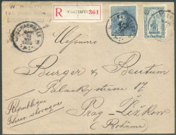 N°164-171 - 25 Cent. PERRON De LIEGE + 25 Cent. ROI CASQUE Obl. Sc SCHAERBEEK 3 Sur Lettre Recommandée Du 13-VII-1920 Ve - 1919-1920 Roi Casqué