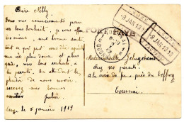 BELGIQUE - CACHET RECTANGULAIRE LEUZE FACTAGE + GRIFFE PORT PAYE SUR CARTE POSTALE, 1919 - Briefe U. Dokumente