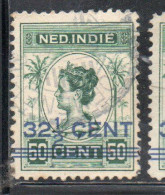 DUTCH INDIA INDIE INDE NEDERLANDS HOLLAND OLANDESE NETHERLANDS INDIES 1922 SURCHARGED WILHELMINA 32 1/2 On 50c USED - Nederlands-Indië