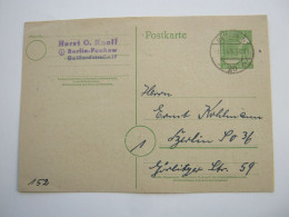 1948 , BERLIN , 10 Pfg. Ganzsache Mit Rs. Textzudruck , Recht Selten - Postal  Stationery