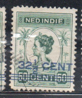 DUTCH INDIA INDIE INDE NEDERLANDS HOLLAND OLANDESE NETHERLANDS INDIES 1922 SURCHARGED WILHELMINA 32 1/2 On 50c USED - Nederlands-Indië