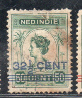 DUTCH INDIA INDIE INDE NEDERLANDS HOLLAND OLANDESE NETHERLANDS INDIES 1922 SURCHARGED WILHELMINA 32 1/2 On 50c USED - Nederlands-Indië