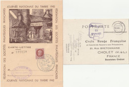 N°517 Carte Lettre Journée Du Timbre 1943 Troyes + Carte Croix-Rouge De Stalag 19/6/43. Collection BERCK. - Brieven En Documenten