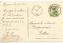 BELGIQUE - COB 137 SIMPLE CERCLE HORRUES SUR CARTE POSTALE, 1919 - Covers & Documents