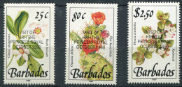 Barbade ** N° 797 à 799 Surchargé - Fleurs - Barbados (1966-...)