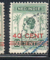 DUTCH INDIA INDIE INDE NEDERLANDS HOLLAND OLANDESE NETHERLANDS INDIES 1922 SURCHARGED WILHELMINA 40c On 50c USED USATO - Nederlands-Indië