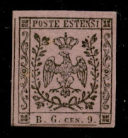 Antichi Stati Italiani - Modena - 1853 - Segnatasse - 9 Cent (2) - Gomma Originale - Cert. AG (1.500) - Altri & Non Classificati