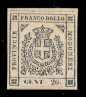 Antichi Stati Italiani - Modena - 1859 - 20 Cent (15) Gomma Originale - Emilio Diena + Colla (5.000) - Sonstige & Ohne Zuordnung