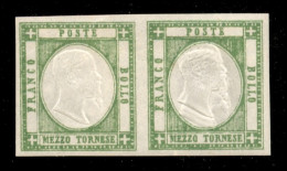 Antichi Stati Italiani - Napoli - 1861 - Mezzo Tornese (17fa) Con Tripla Effigie In Coppia Col Normale (17) - Gomma Inte - Altri & Non Classificati