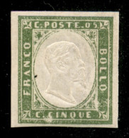 Antichi Stati Italiani - Sardegna - 1861 - 5 Cent (13Cc) - Gomma Originale - Cert. Raybaudi (1.200) - Sonstige & Ohne Zuordnung