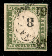 Antichi Stati Italiani - Sardegna - 5 Cent (13Cc) Con Effigie Capovolta - Usato - Cert. Colla + Cert. Diena (8.500) - Andere & Zonder Classificatie