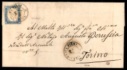 Antichi Stati Italiani - Sardegna - Villafranca Piem.e (P.ti 5) - 20 Cent (15D) Su Lettera Per Torino Del 20.9.1861 - G. - Andere & Zonder Classificatie