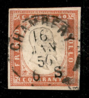 Antichi Stati Italiani - Sardegna - 1855 - 40 Cent Vermiglio (16a) - Usato - Raybaudi + Diena (650) - Altri & Non Classificati