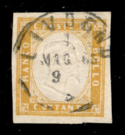 Antichi Stati Italiani - Sardegna - 1862 - 80 Cent Giallo (17Da) Usato A Livorno 1.5.1863 - Cert. Bottacchi - Sonstige & Ohne Zuordnung