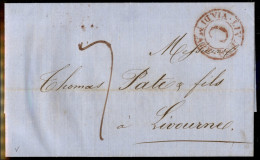 Antichi Stati Italiani - Toscana - Livorno Via Di Mare C (in Rosso) - Lettera Da Marsiglia A Livorno Del 13 Marzo 1856 D - Sonstige & Ohne Zuordnung