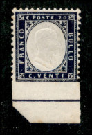 Regno - Vittorio Emanuele II - 1862 - 20 Cent (2 L) Con Intero Bordo Foglio Non Dentellato In Basso - Gomma Integra - Ot - Autres & Non Classés