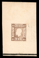 Regno - Vittorio Emanuele II - 1863 - Saggi Grazioli - Foglietto Del 40 Cent Bruno (25) - Carta Bianca - Senza Gomma - S - Autres & Non Classés