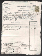 Regno - Vittorio Emanuele II - Uso Fiscale - Documento "Diritti Marittimi" Del 19.8.64 Annullato Dogana Bari Con 1 Cent  - Other & Unclassified