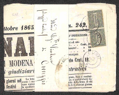 Regno - Vittorio Emanuele II - Giornale Spedito Da Carpi A Correggio Con Coppia Del 1 Cent (L14) Del 24.11.65 - Other & Unclassified