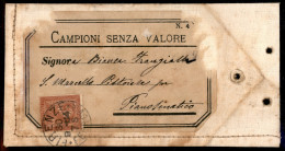 Regno - Vittorio Emanuele II - 2 Cent (15) Isolato Su Bustina Telata (Campione Senza Valore) Da Firenze A S. Marcello Pi - Sonstige & Ohne Zuordnung
