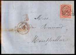 Regno - Vittorio Emanuele II - Lettera Affrancata Con 40 Cent (T20) Annullato Con Numerale 2240 Da Genova A Montpellier  - Other & Unclassified