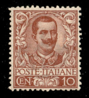 Regno - Vittorio Emanuele III - 1901 - 10 Cent Floreale (71) - Gomma Originale Con Piccoli Residui Di Carta A Stampa - O - Autres & Non Classés