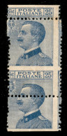 Regno - Vittorio Emanuele III - 1908 - 25 Cent Michetti (83 Varietà) Di Formato Maggiore In Verticale (3 Cm) Per Salto D - Other & Unclassified