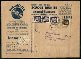 Regno - Vittorio Emanuele III - Scuole Riunite Per Corrispondenza - Raccomandata Affrancata Con Tratta Ridotta (tre 244+ - Other & Unclassified