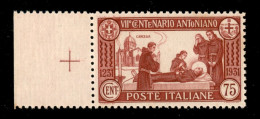 Regno - Vittorio Emanuele III - 1931 - 75 Cent S. Antonio (299) Dentellato 12 - Ottimamente Centrato Con Bordo Foglio La - Altri & Non Classificati