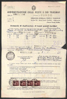 Regno - Luogotenenza - Domanda Di Duplicazione Con Striscia Di 4 Del 2 Lire Democratica (552) - Sommariva Cuneo 9.1.46 - Autres & Non Classés