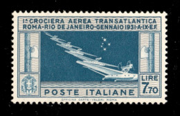 Regno - Posta Aerea - 1930 - 7,70 Lire Balbo (25) - Gomma Integra - Ottimamente Centrato - Splendido - Cert. Bolaffi 100 - Otros & Sin Clasificación