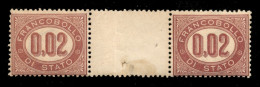 Regno - Servizio - 1875 - 2 Cent (1) - Coppia Orizzontale Con Interspazio Al Centro - Gomma Integra - Autres & Non Classés