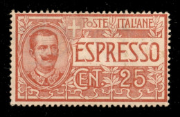 Regno - Espressi - 1903 - 25 Cent (1e) Con Decalco - Gomma Integra (550) - Andere & Zonder Classificatie