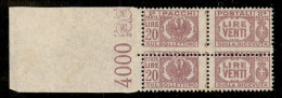 Luogotenenza - Pacchi Postali - 1946 - Coppia Del 20 Lire Pacchi Postali (6ka) Con Esemplare Superiore Più Alto Per Dent - Andere & Zonder Classificatie