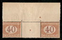 Regno - Segnatasse - 1890 - 40 Cent (24) - Coppia Bordo Foglio Con Interspazio Al Centro - Gomma Integra (1.650+) - Autres & Non Classés