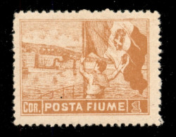 Occupazioni I Guerra Mondiale - Fiume - 1919 - Non Emessi - 1 Corona (58/II Varietà) - Dentellato 12 1/2 X 13 - Gomma Or - Otros & Sin Clasificación