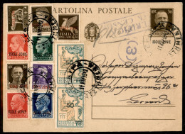 Occupazioni II Guerra Mondiale - Isole Jonie - Cartolina Postale Da 30 Cent (13) Con Affrancatura Complementare Multipla - Other & Unclassified