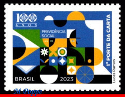 Ref. BR-V2023-01 BRAZIL 2023 - SOCIAL SECURITY - 100YEARS, RAILROAD, TRAINS, MNH, HEALTH 1V - Unused Stamps
