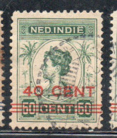 DUTCH INDIA INDIE INDE NEDERLANDS HOLLAND OLANDESE NETHERLANDS INDIES 1922 SURCHARGED WILHELMINA 40c On 50c USED USATO - Nederlands-Indië