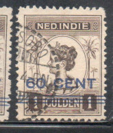 DUTCH INDIA INDIE INDE NEDERLANDS HOLLAND OLANDESE NETHERLANDS INDIES 1922 SURCHARGED WILHELMINA 60c On 1g USED USATO - Nederlands-Indië