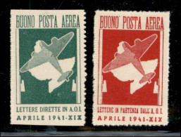 Colonie - Africa Orientale Italiana - 1941 - Buoni Di Posta Aerea (1a/2) - Serie Completa Con Verde Giallo Non Dentellat - Autres & Non Classés