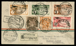 Colonie - Cirenaica - 1934 (28 Gennaio) Primo Volo Roma Buenos Aires (Longhi 3081) - Raccomandata Da Bengasi A Buenos Ai - Autres & Non Classés