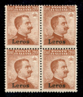 Colonie - Lero - 1917 - 20 Cent (9) In Quartina - Gomma Integra (1.000+) - Altri & Non Classificati