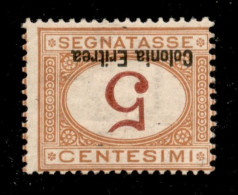 Colonie - Eritrea - 1920 - 5 Cent (14a) Con Cifra E Soprastampa Capovolte - Gomma Originale (750) - Altri & Non Classificati