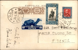 Colonie - Etiopia - Adua 30 Aprile 1936 - Cartolina Per Firenze Con Affrancatura Multipla Mista (155 + 196 + 203) + Regn - Sonstige & Ohne Zuordnung