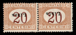 Colonie - Libia - 1915 - 20 Cent (3c) - Coppia Orizzontale Con Soprastampe Capovolte E Oblique - Gomma Integra - Cert. A - Other & Unclassified